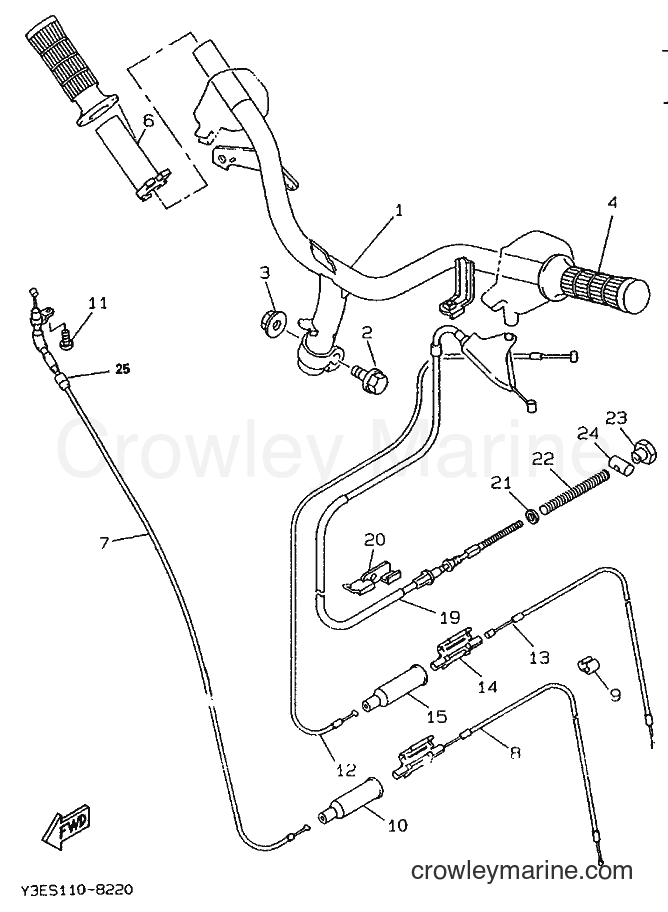 1995 Scooter CW50R - CW50R (4RD1) [999] - STEERING HANDLE & CABLE