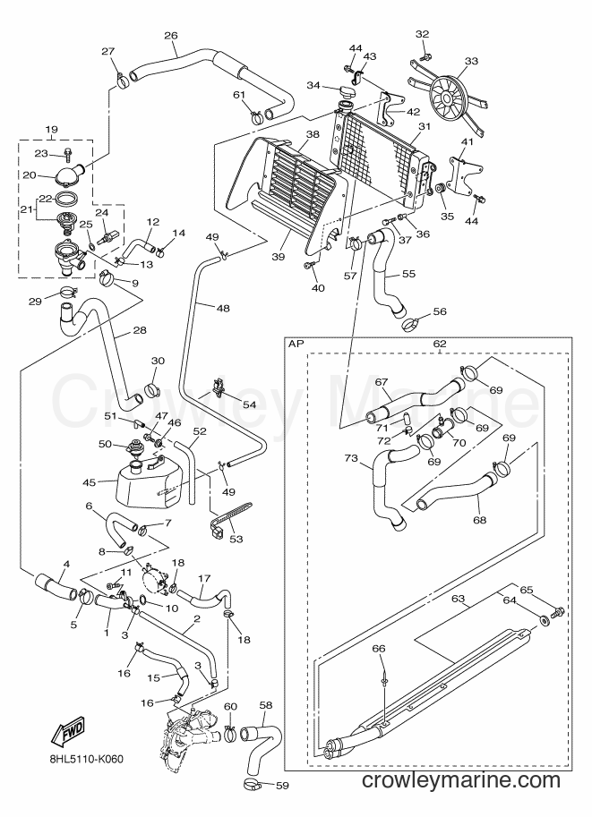 2012 Snowmobile RFX10RSS - RFX10RSS (8HK8) [010] - RADIATOR & HOSE