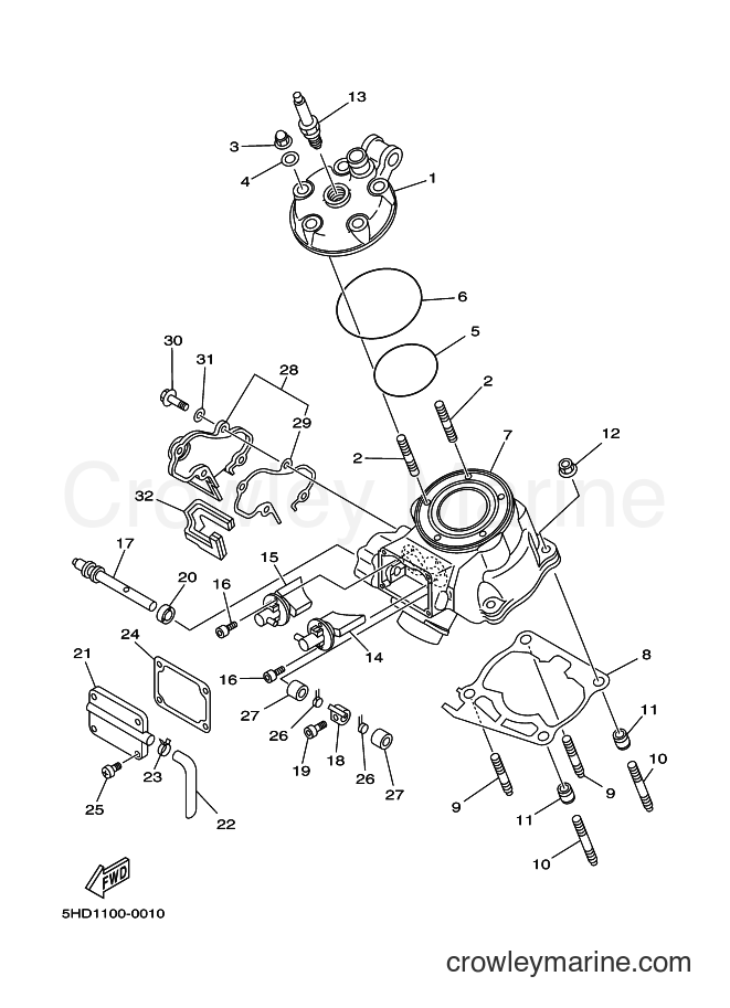 2000 Dirt Bike YZ125 - YZ125 (5HD2) [050] - CYLINDER HEAD