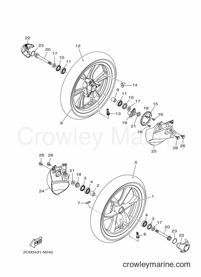 Yamaha Motors MW125 (2CM6) [010] - FRONT WHEEL