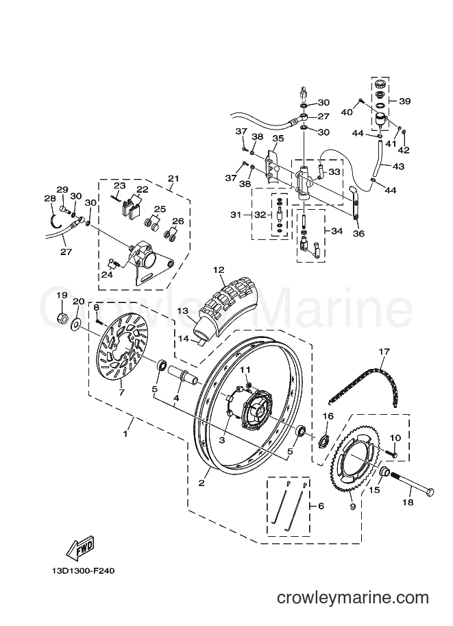 2008 Dirt Bike XT125R - XT125R (13D5) [010] - REAR WHEEL & BRAKE SYSTEM