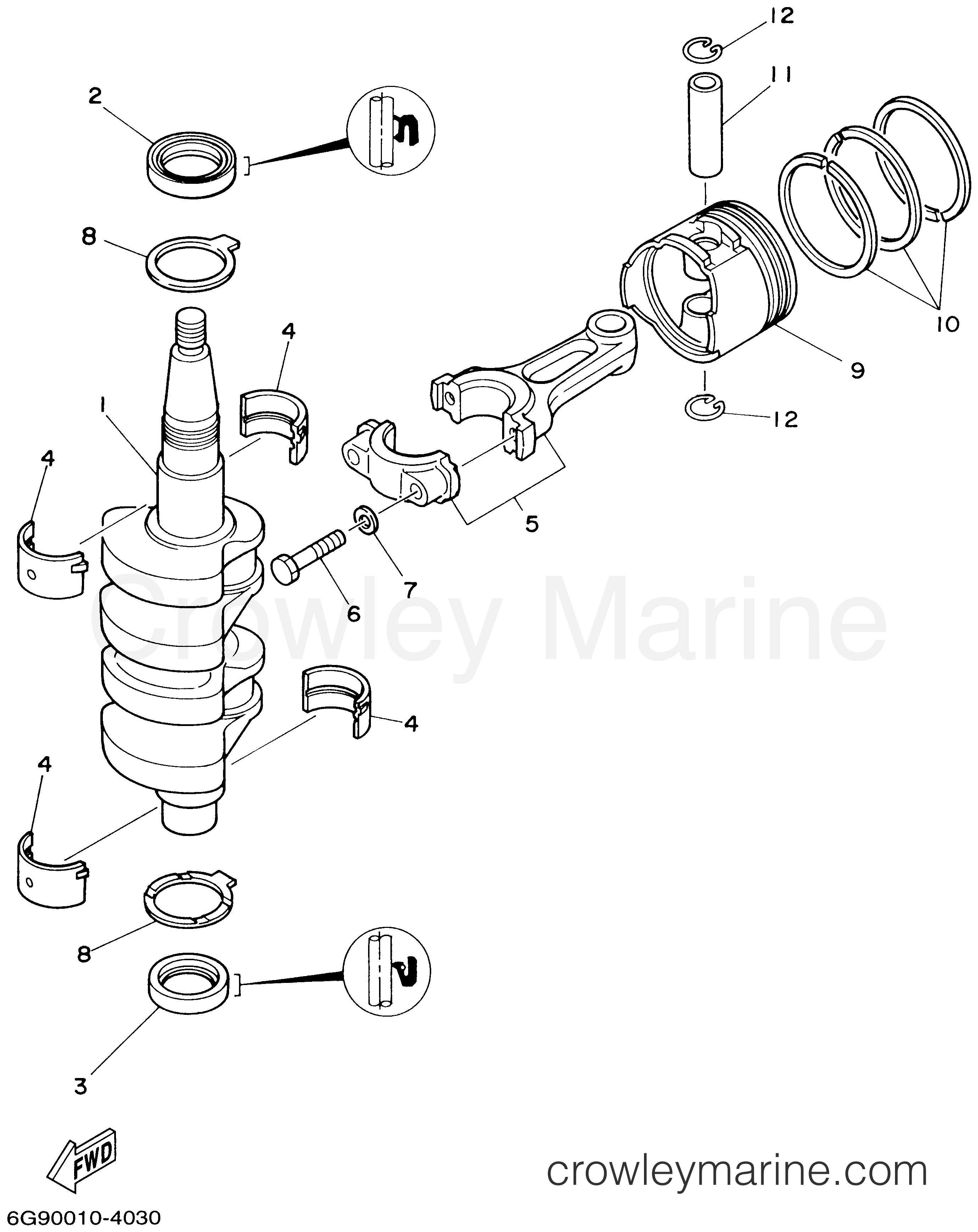 Yamaha Motors T9.9ELRA - CRANKSHAFT PISTON