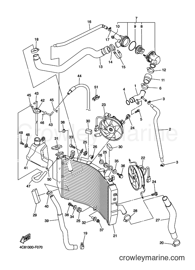 Yamaha Motors YZF-R1 (4C8C) [010] - RADIATOR & HOSE