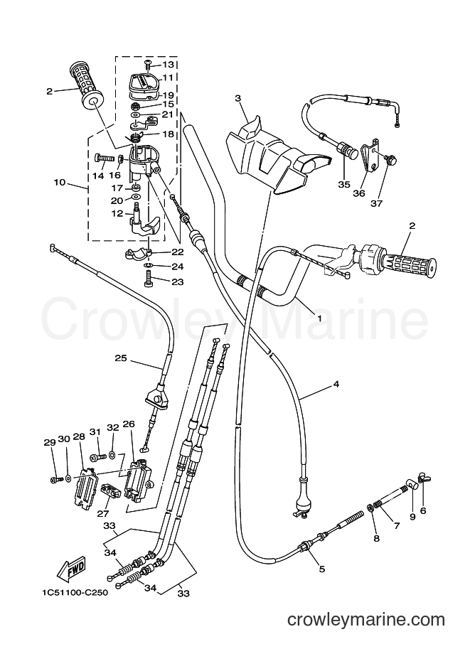 Yamaha Motors YFM125A (1C5D) [030] - STEERING HANDLE & CABLE