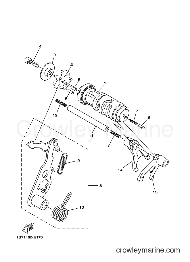 Yamaha Motors T135F (2S57) [010] - SHIFT CAM & FORK