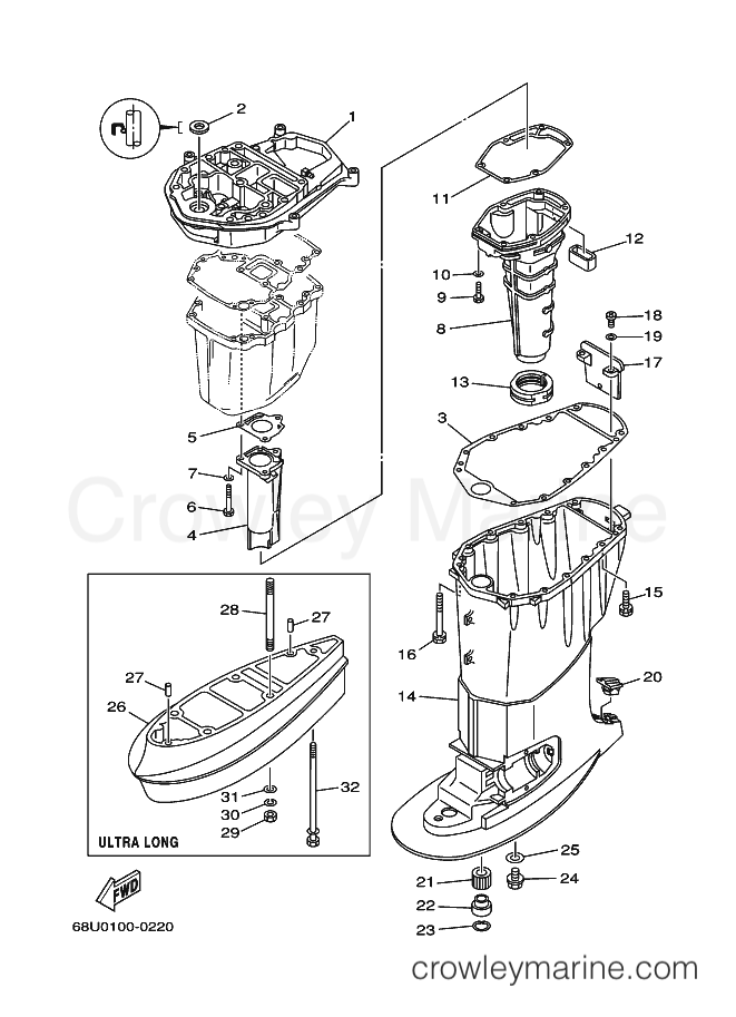 Yamaha Motors FT25B (68U) [010] - UPPER CASING