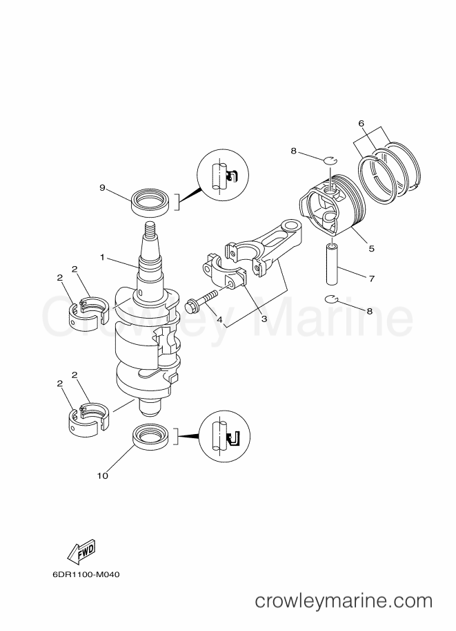 Yamaha Motors FT8GMHL (6FX2) [020] - CRANKSHAFT & PISTON