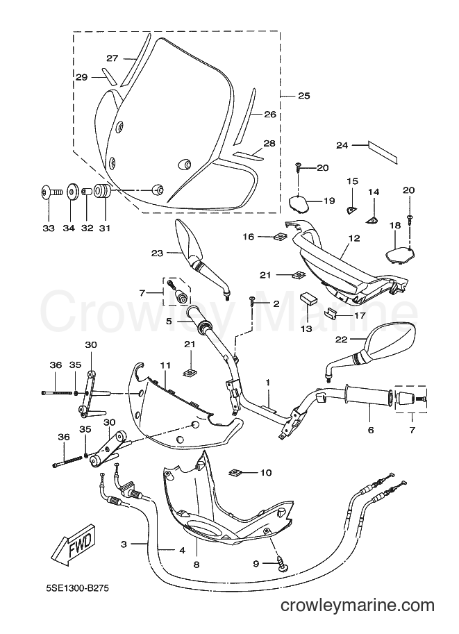 Yamaha Motors VP300 (1S63) [040] - STEERING HANDLE & CABLE