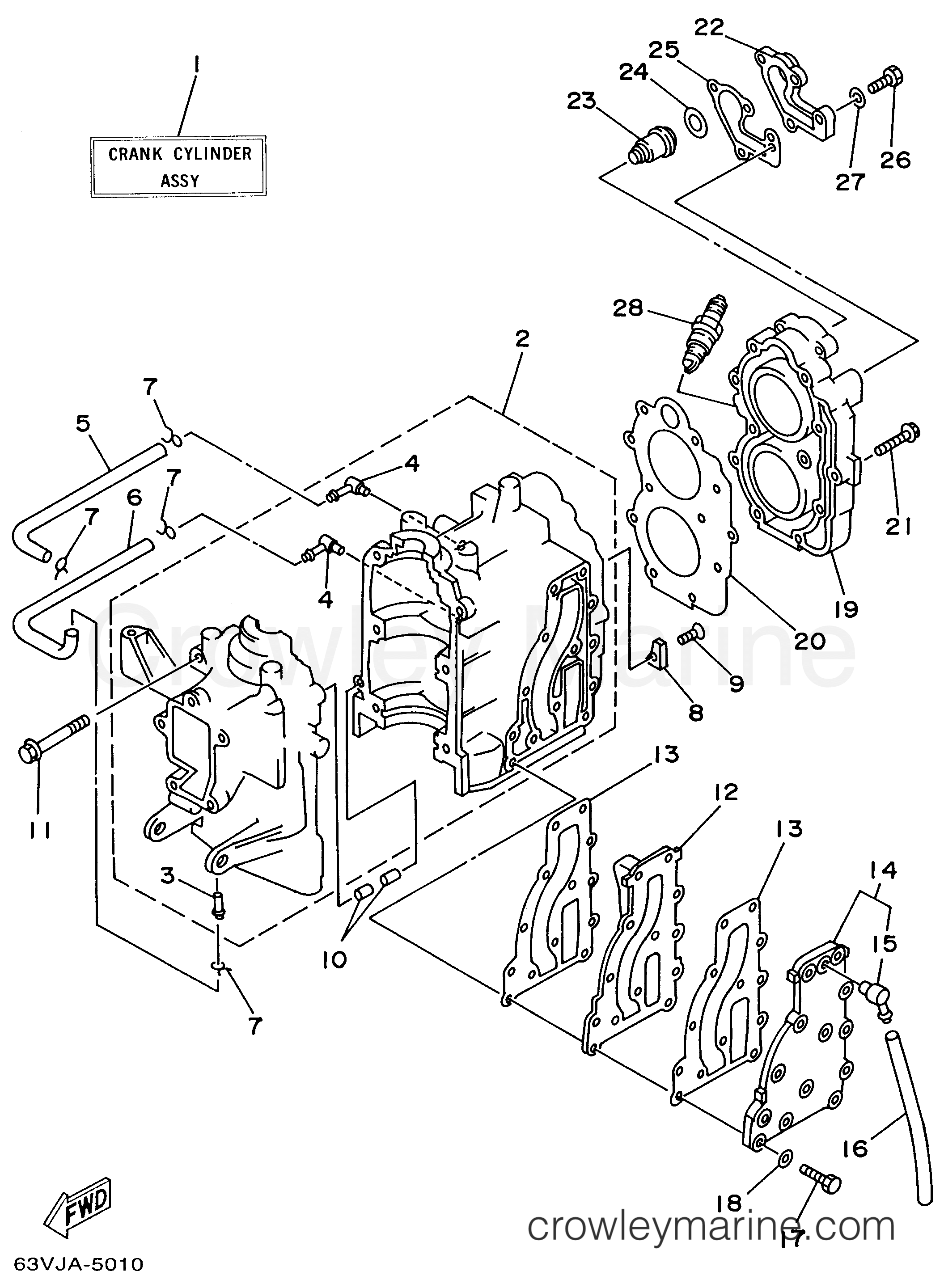 Yamaha Motors 9.9ELRU - CYLINDER CRANKCASE