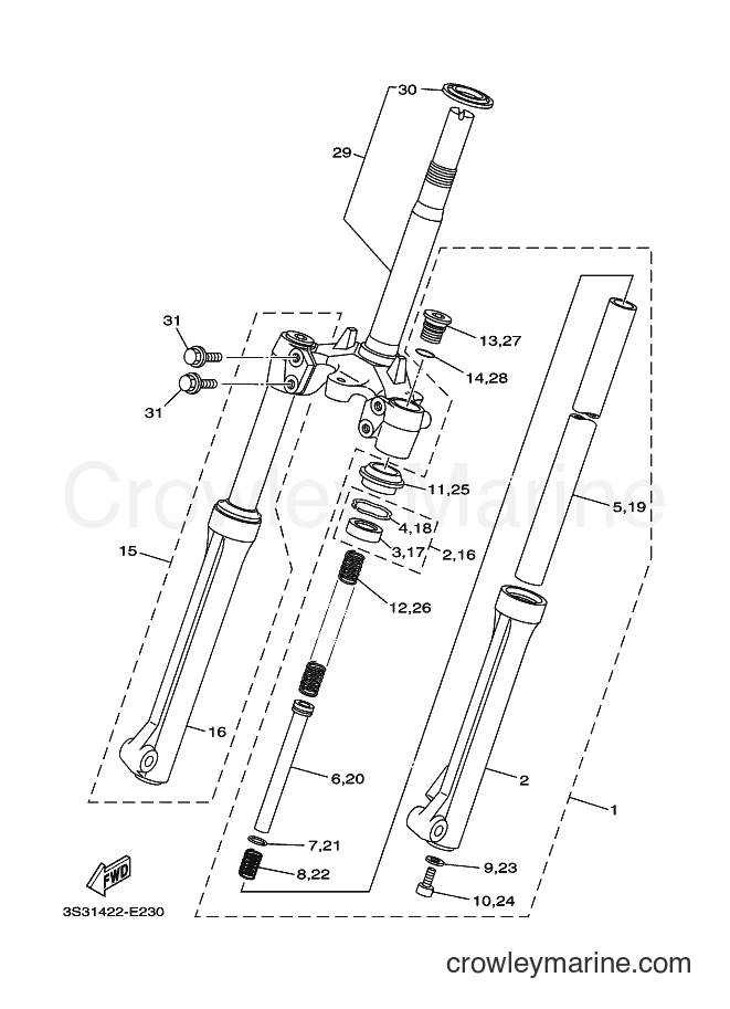 2016 Scooter T110LE - T110LE (5C6V) [010] - FRONT FORK FOR DRUM BRAKE