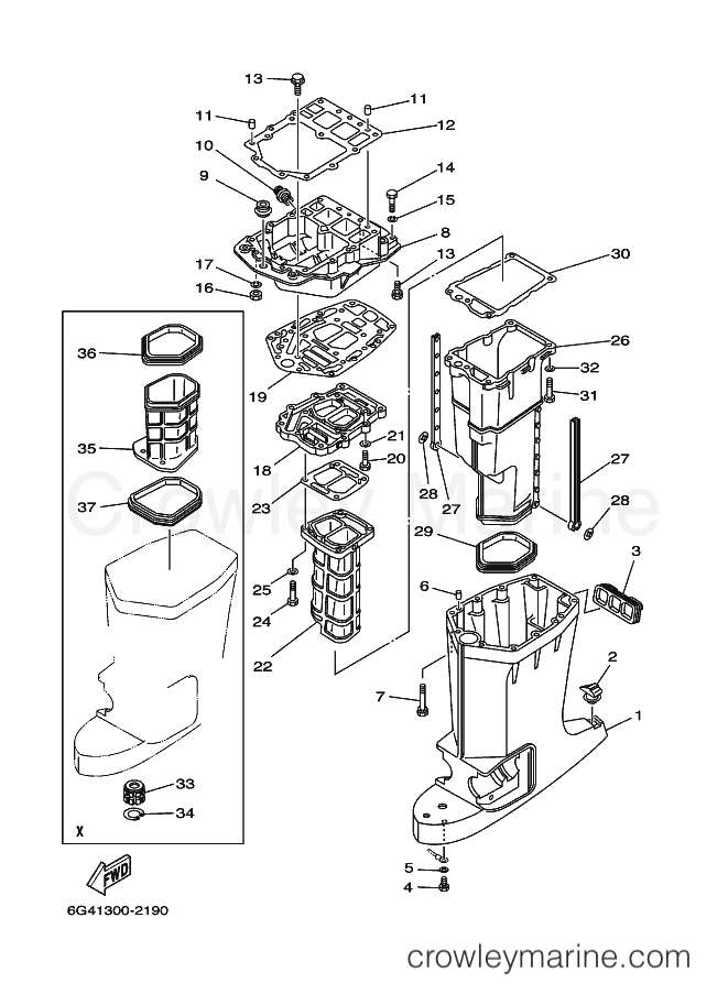 Yamaha Motors 150AETX (6G41) [190] - UPPER CASING