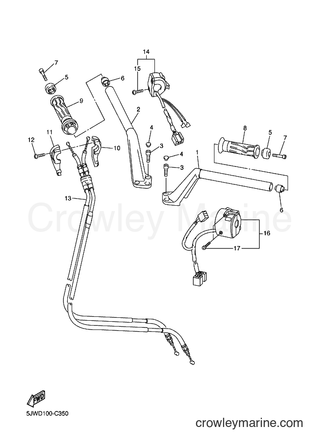 2004 Sport Bike FJR1300A - FJR1300A (5VS6) [010] - STEERING HANDLE & CABLE