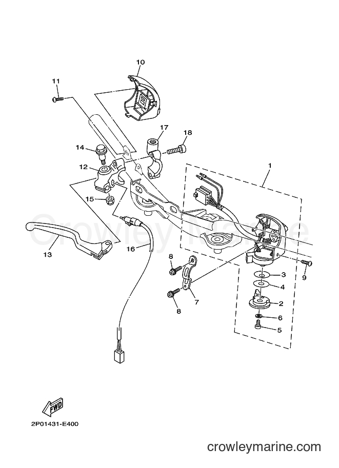 Yamaha Motors T110 (2P15) [010] - HANDLE SWITCH & LEVER