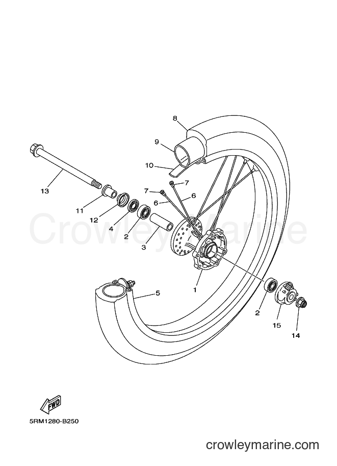 2004 Dirt Bike XTZ125E - XTZ125E (5YM3) [010] - FRONT WHEEL