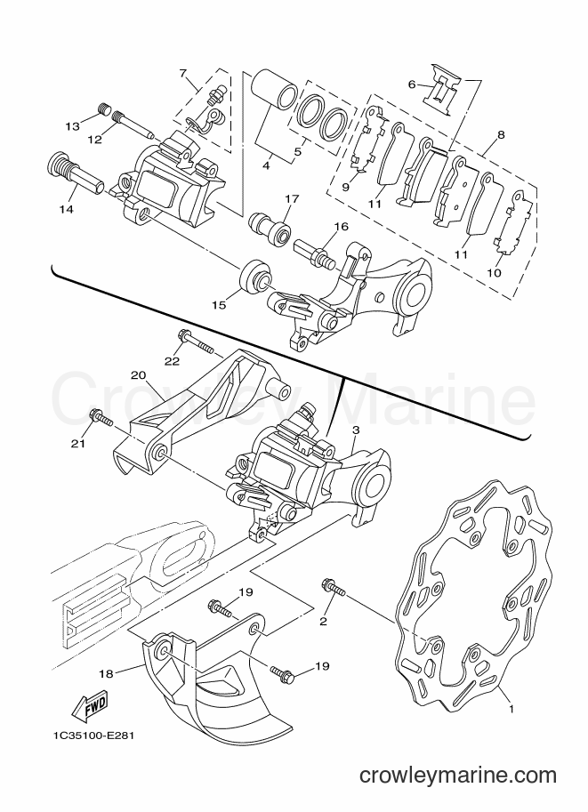 2012 Dirt Bike WR250F - WR250F (1HC6) [010] - REAR BRAKE CALIPER