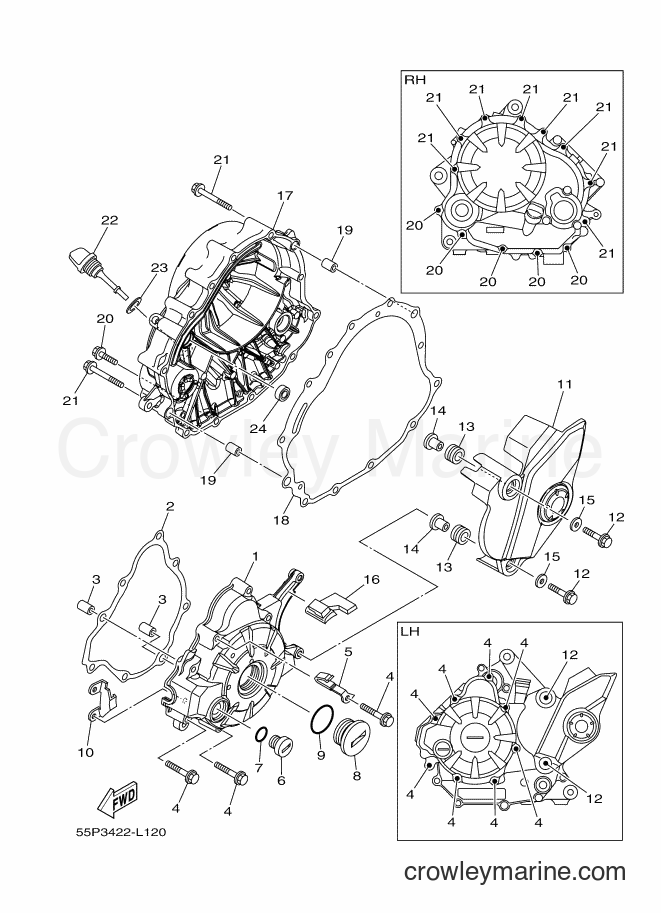 2012 Scooter T135HC - T135HC (55P3) [010] - CRANKCASE COVER 1