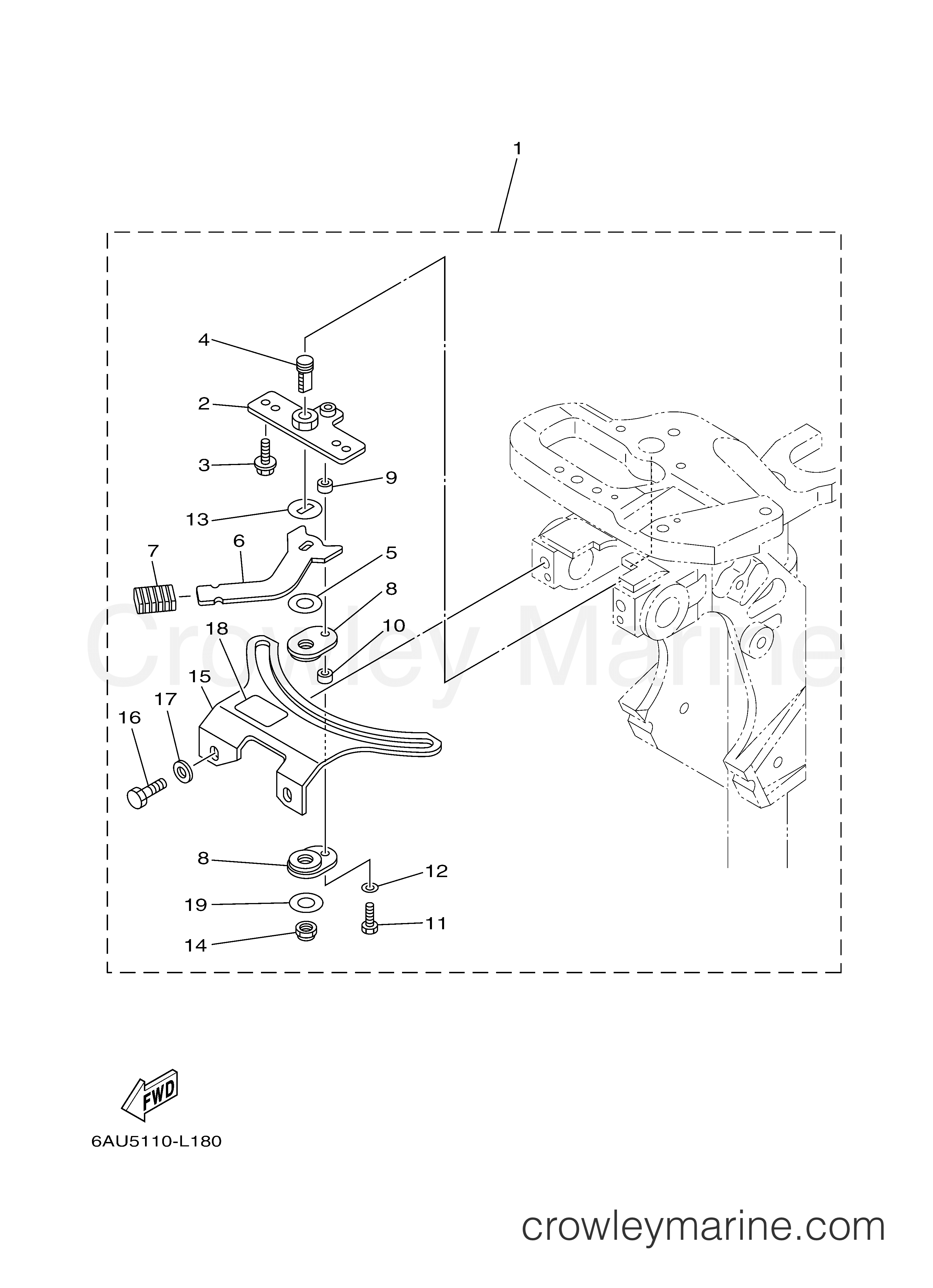STEERING FRICTION 2014 Yamaha Outboard 15hp F15SMHA Crowley Marine