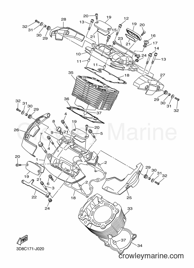 Yamaha Motors XVS1300A (1CS8) [040] - CYLINDER
