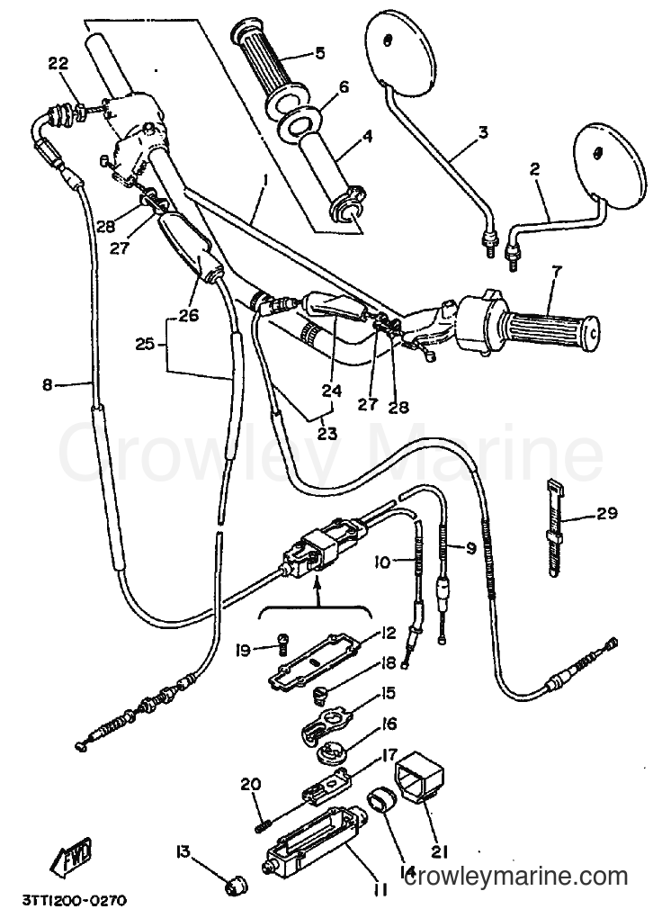 1992 Dirt Bike DT175 - DT175 (3FJ5) [010] - STEERING HANDLE & CABLE