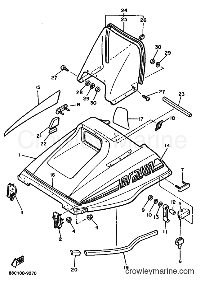 1989 Snowmobile BR250TN - BR250TN (86C1) [010] - SHROUD & WINDSHIELD