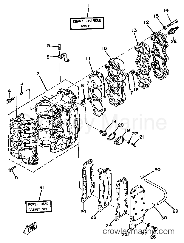 Yamaha Motors 40SN - CRANKCASE CYLINDER
