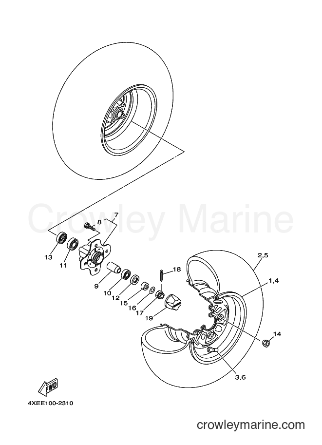 Yamaha Motors YFM250 (4XEF) [010] - FRONT WHEEL