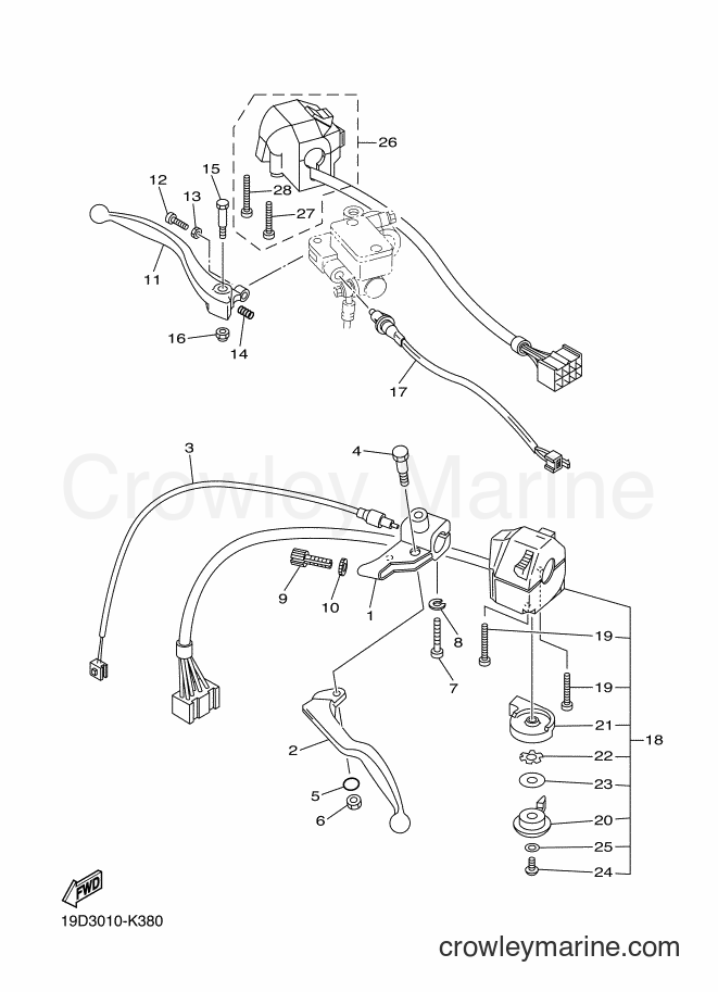 Yamaha Motors XVS250 (19D7) [010] - HANDLE SWITCH & LEVER