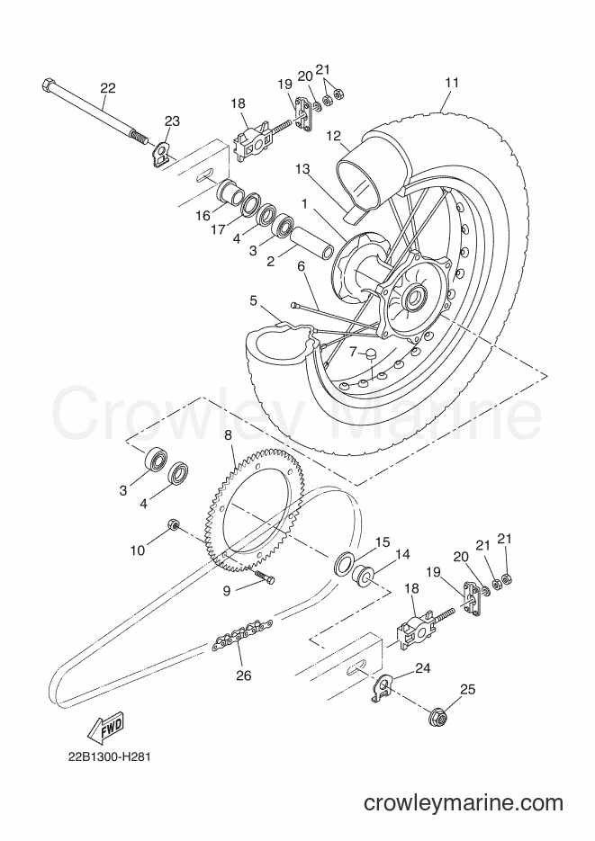 2009 Dirt Bike WR125R - WR125R (22B1) [080] - REAR WHEEL