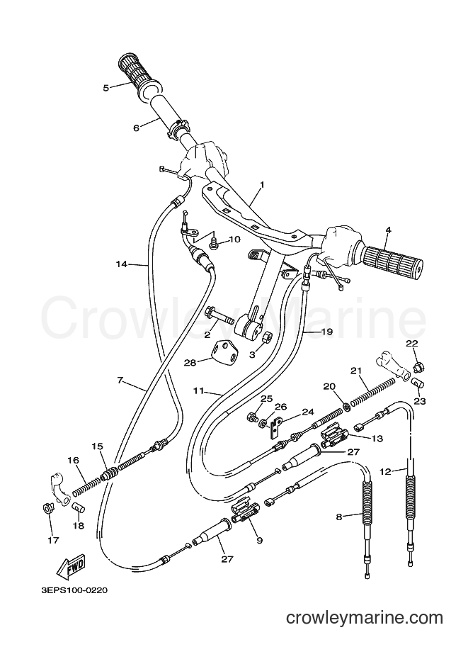 Yamaha Motors SH50 (3EPT) [010] - STEERING HANDLE & CABLE