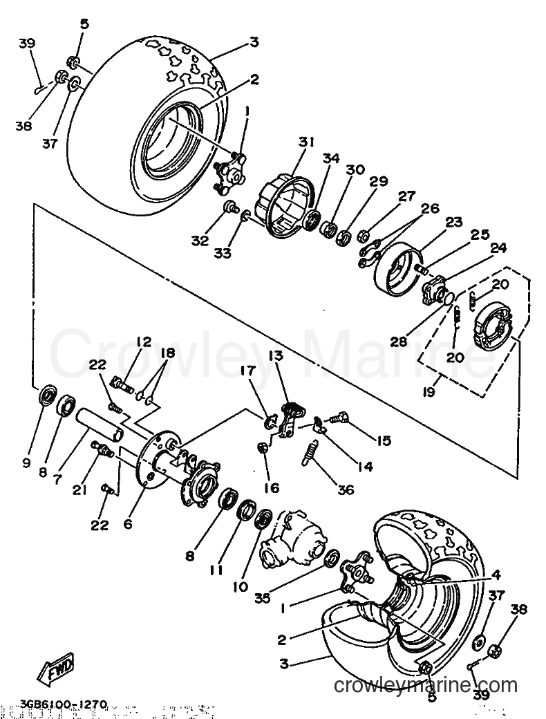 1992 ATV YFM100 - YFM100 (3GBB) [010] - REAR WHEEL