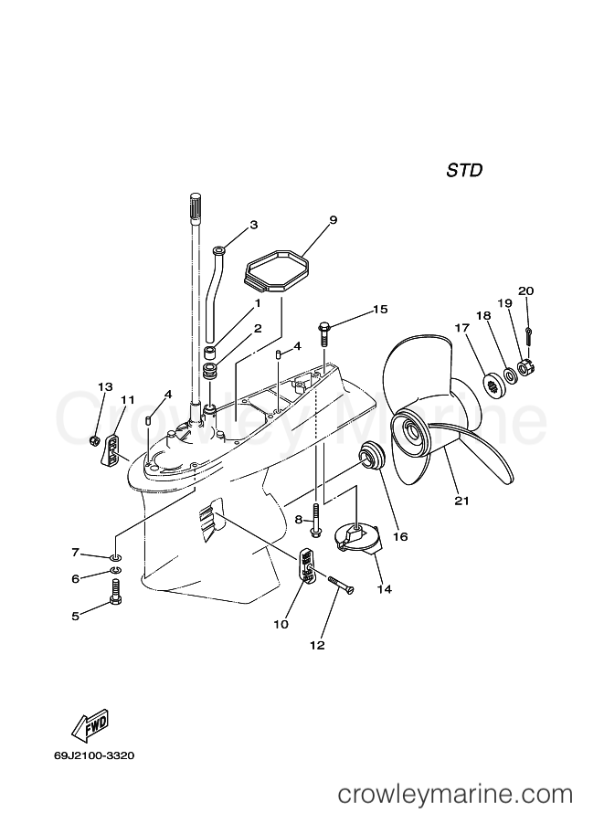 Yamaha Motors F225AETX (69J6) [100] - LOWER CASING & DRIVE 2