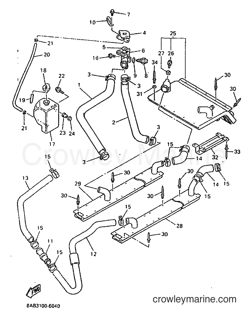 1996 Snowmobile VX500 - VX500 (8AB3) [030] - RADIATOR & HOSE
