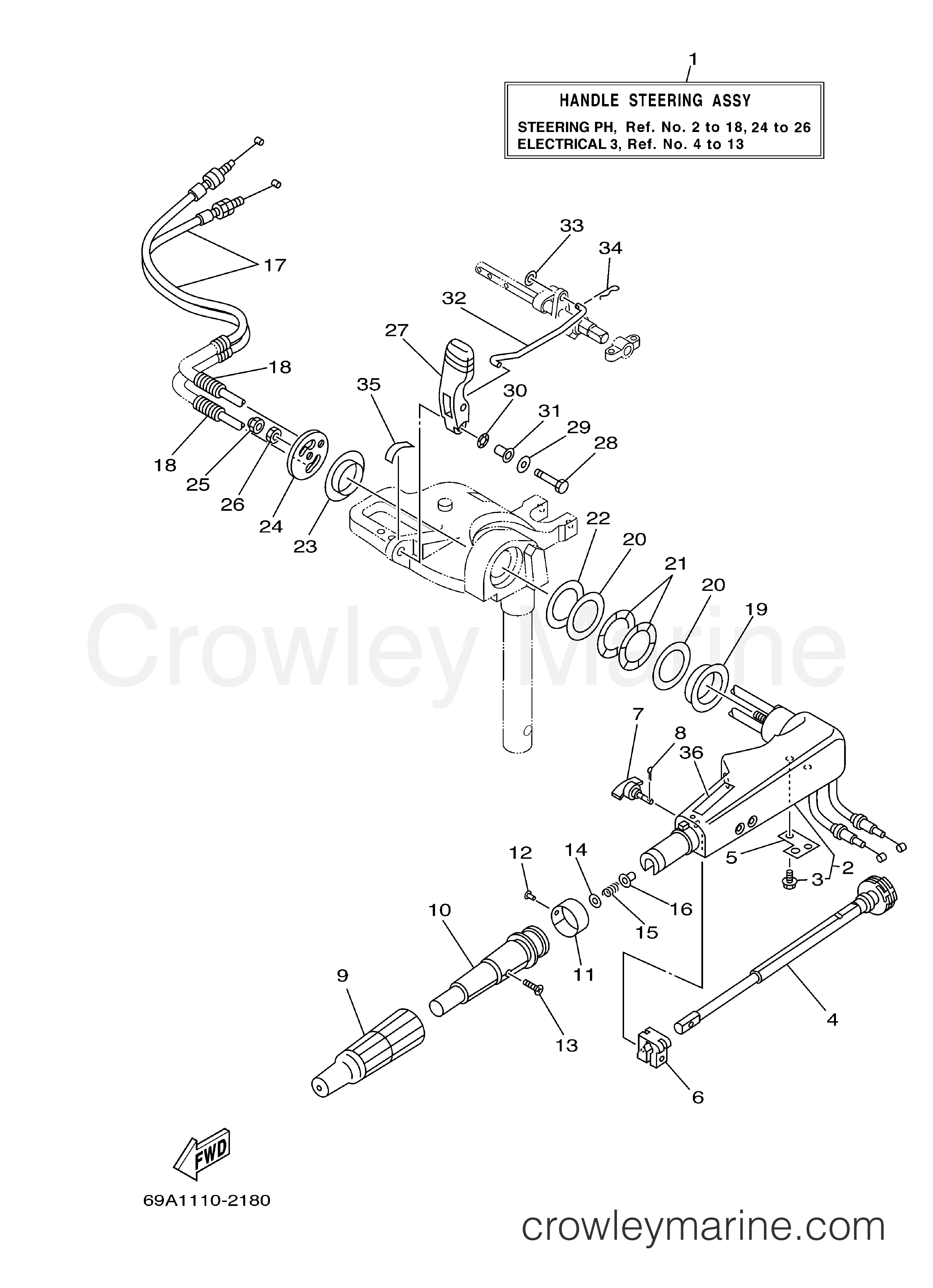 Yamaha Motors F15PLHK - STEERING PH