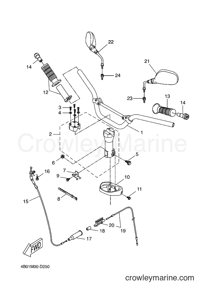 Yamaha Motors YQ50L (4B08) [010] - STEERING HANDLE & CABLE