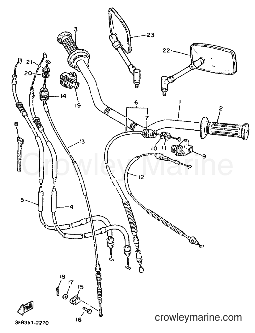 1993 Street Bike SR500 - SR500 (3EB5) [999] - STEERING HANDLE & CABLE