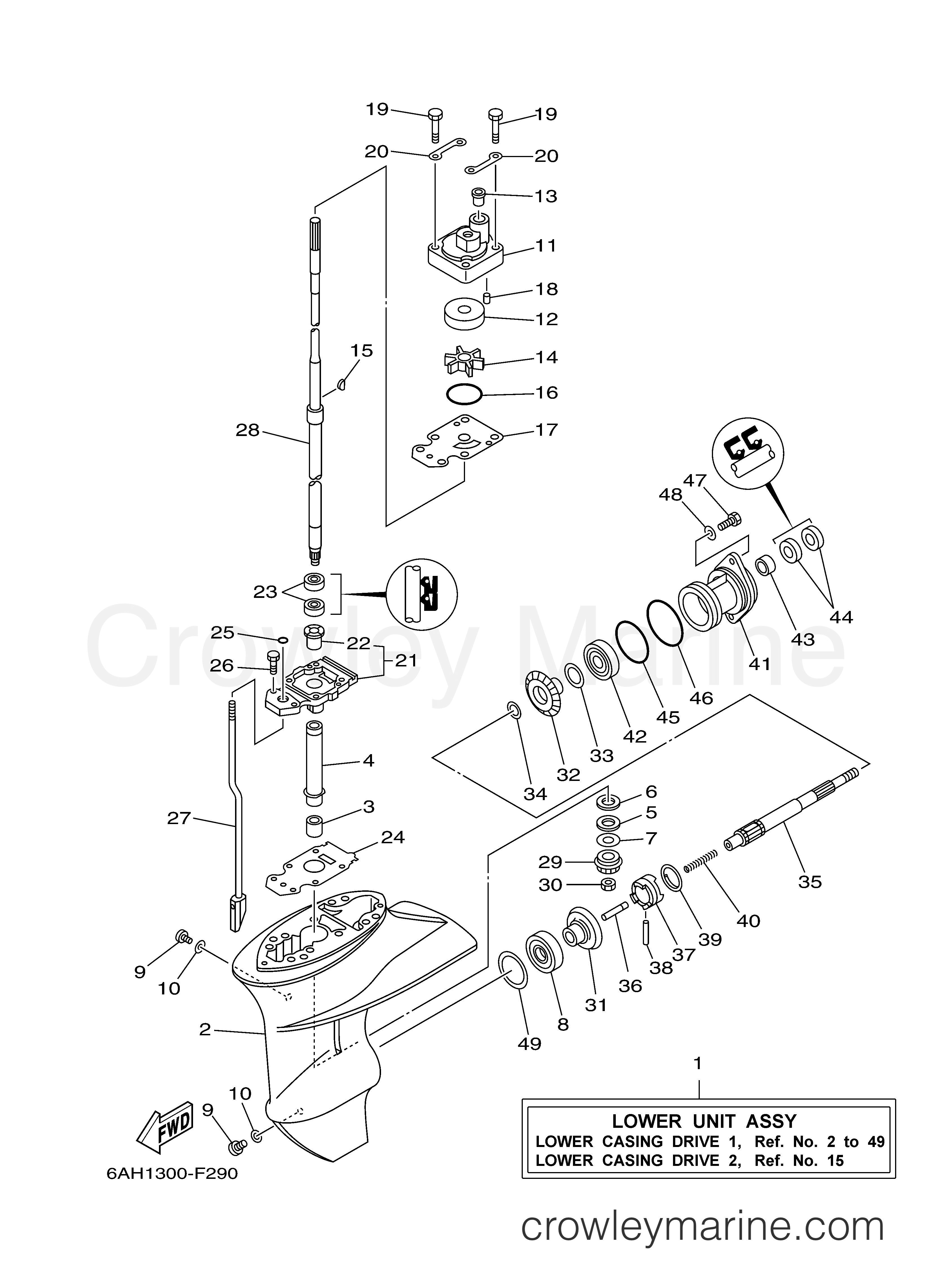 Yamaha Motors F15CMLH - LOWER CASING DRIVE 1