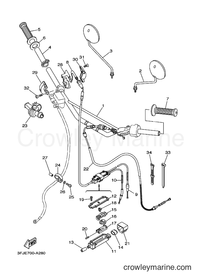 2002 Dirt Bike DT175 - DT175 (3FJE) [010] - STEERING HANDLE & CABLE
