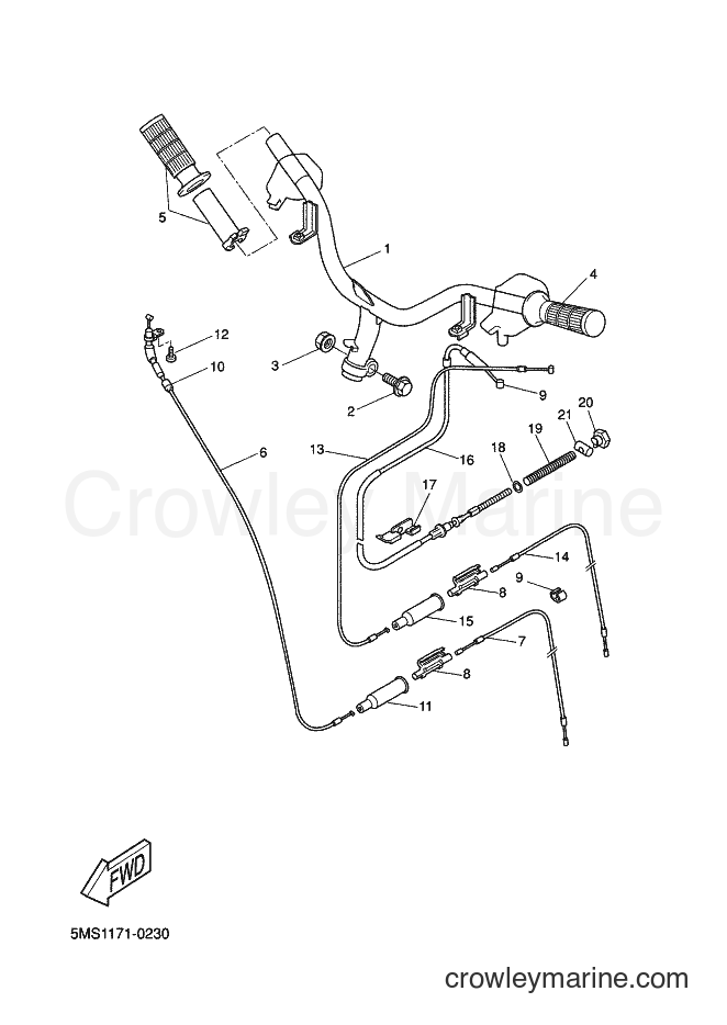 Yamaha Motors CW50 (5MS2) [010] - STEERING HANDLE & CABLE