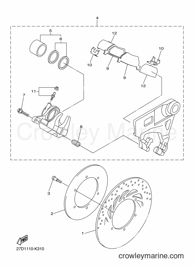 Yamaha Motors XVS13CA (27D3) [010] - REAR BRAKE CALIPER