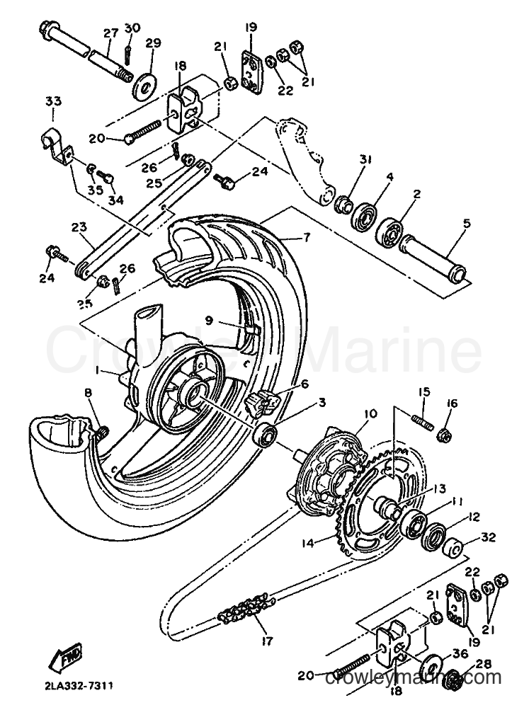 Yamaha Motors FZR1000 (2LA) [999] - REAR WHEEL