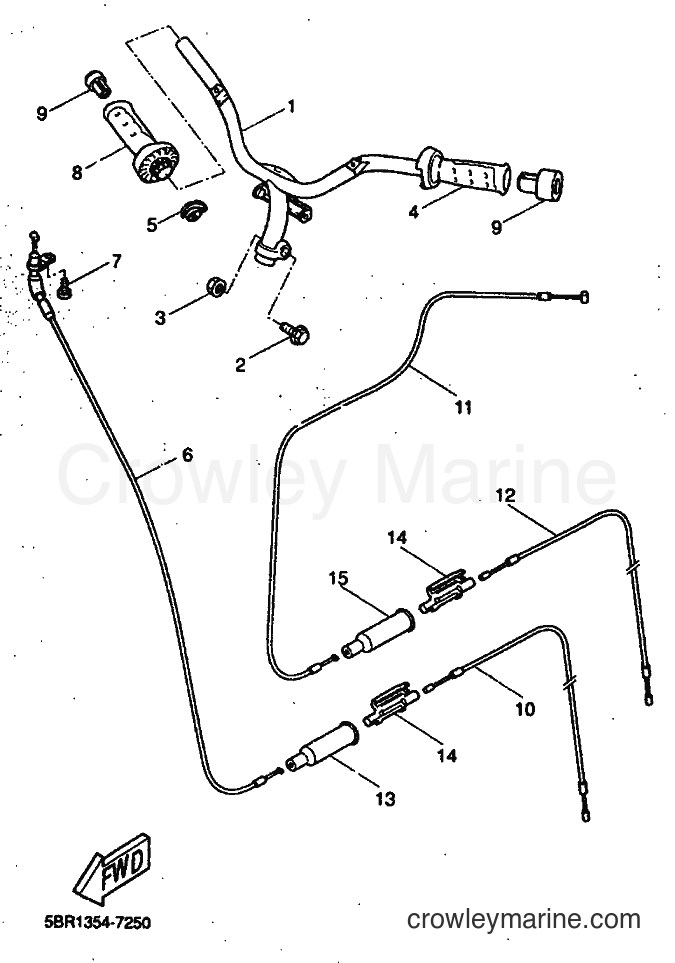 1998 Scooter YQ50 - YQ50 (5DR3) [999] - STEERING HANDLE & CABLE