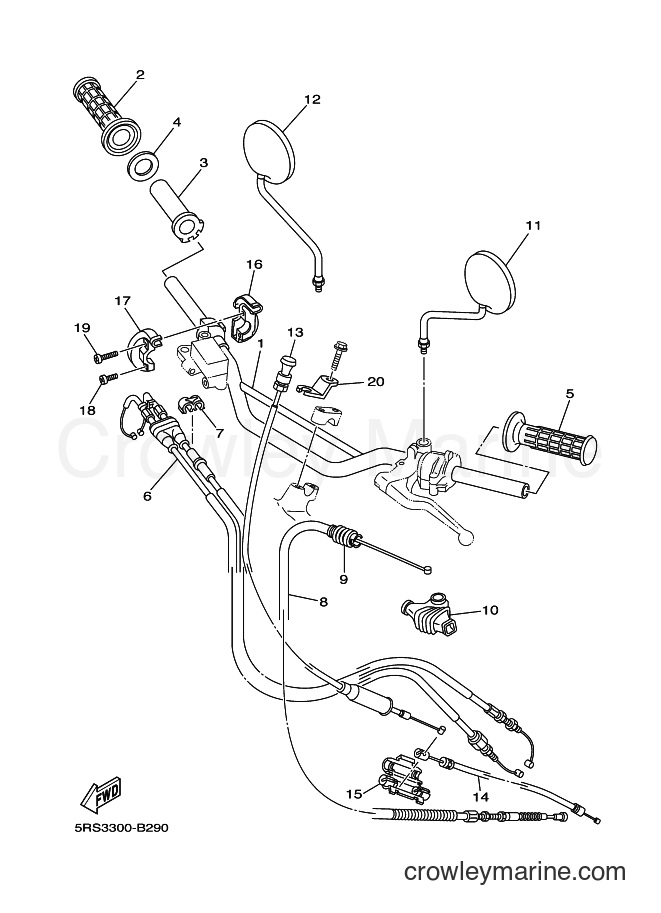 2003 Dirt Bike TW125 - TW125 (5RS4) [010] - STEERING HANDLE & CABLE
