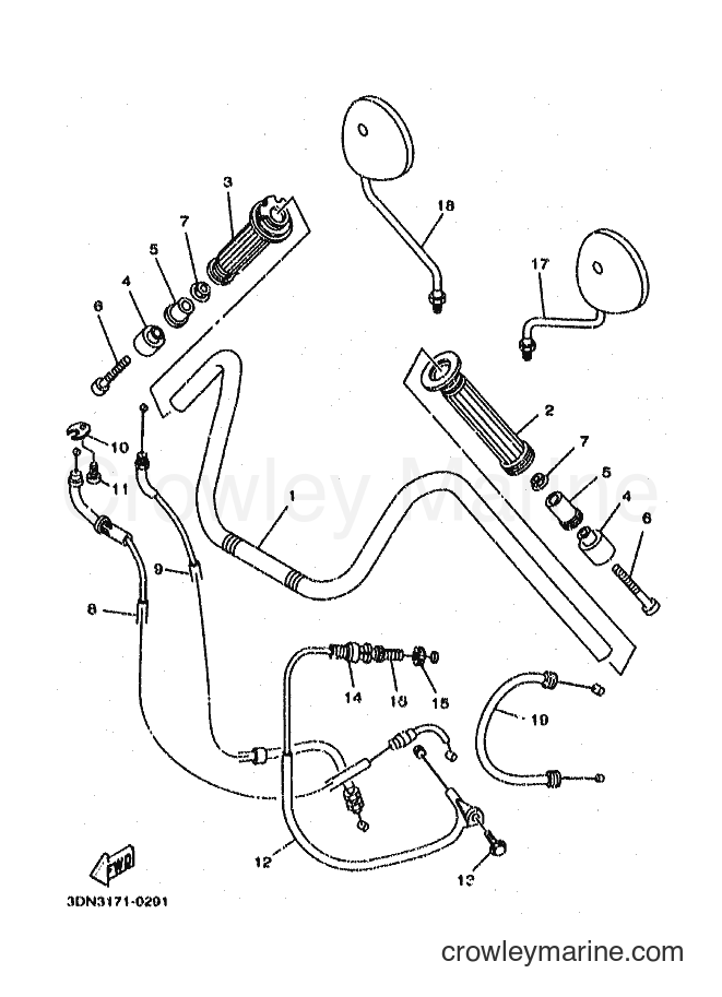 Yamaha Motors XV250S (3DN7) [010] - STEERING HANDLE & CABLE