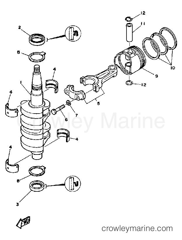 Yamaha Motors FT9.9ELH - CRANK PISTON