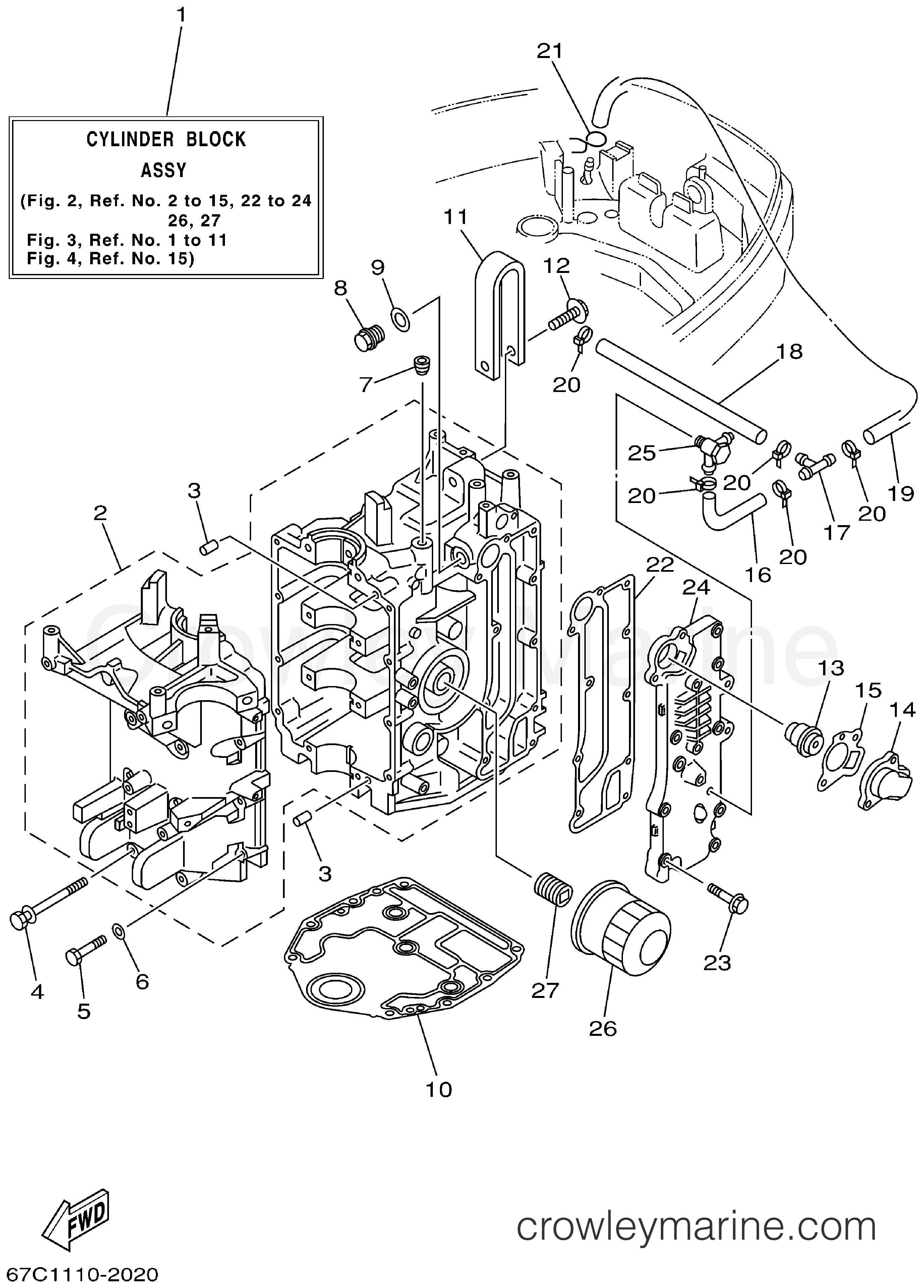 Yamaha Motors F40MLHA - CYLINDER CRANKCASE 1