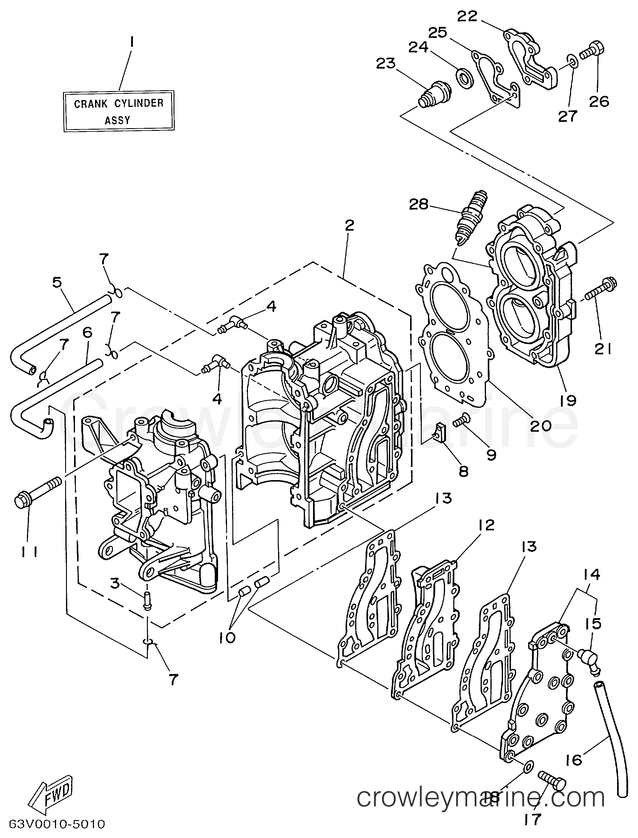 Yamaha Motors 15MLHX - CYLINDER CRANKCASE