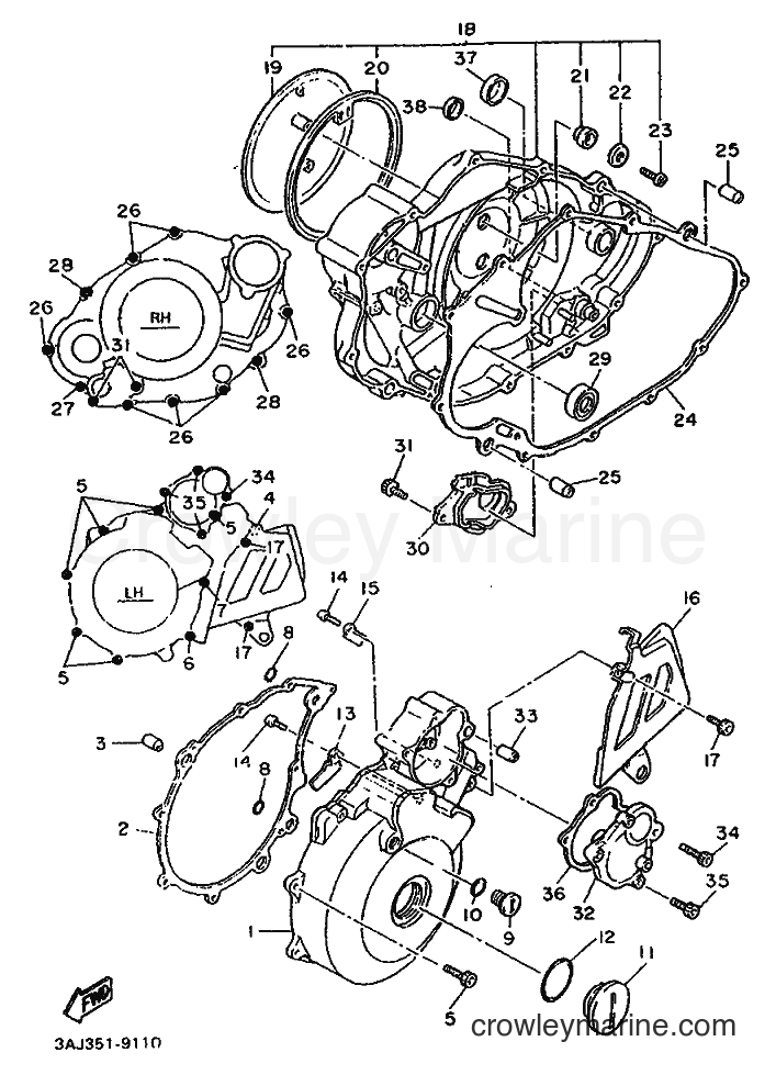 Yamaha Motors XT600Z (3AJ6) [999] - CRANKCASE COVER 1