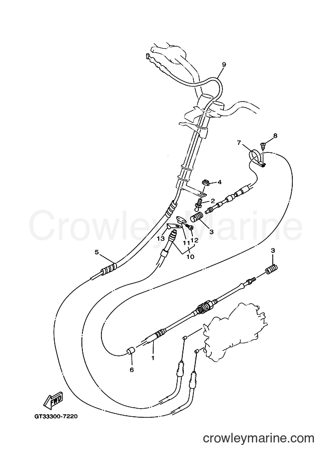 Yamaha Motors WVT700BW (GT36) [010] - CONTROL CABLE