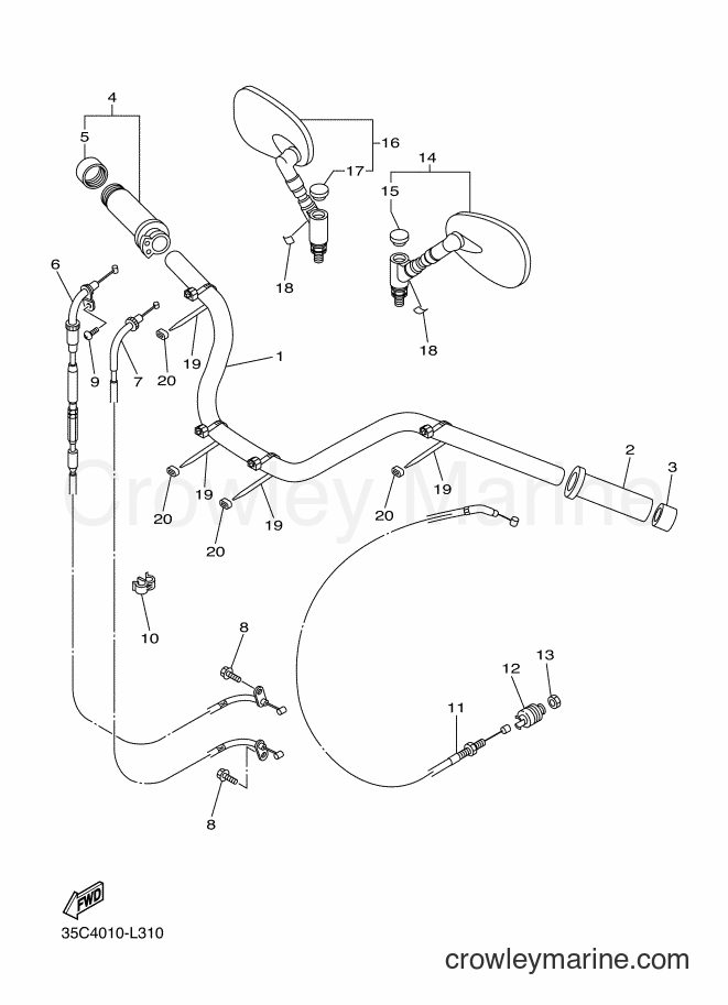 Yamaha Motors XVS400 (35C6) [010] - STEERING HANDLE & CABLE