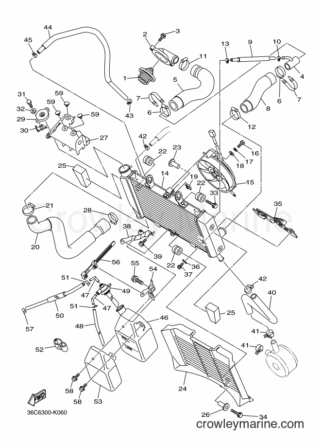 Yamaha Motors XJ6S (36CB) [040] - RADIATOR & HOSE